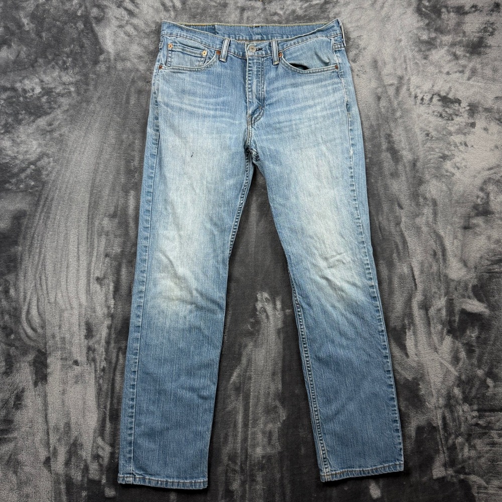 Levi's 514 Straight Fit Jeans Mens 32x32 Light Wash Blue Denim Pants 00514-0641